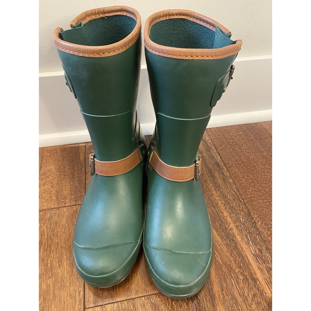 Sperry Top Sider Walker Fog Women's sz7 Rain Boots Green Retro Classic buckle - Picture 2 of 10